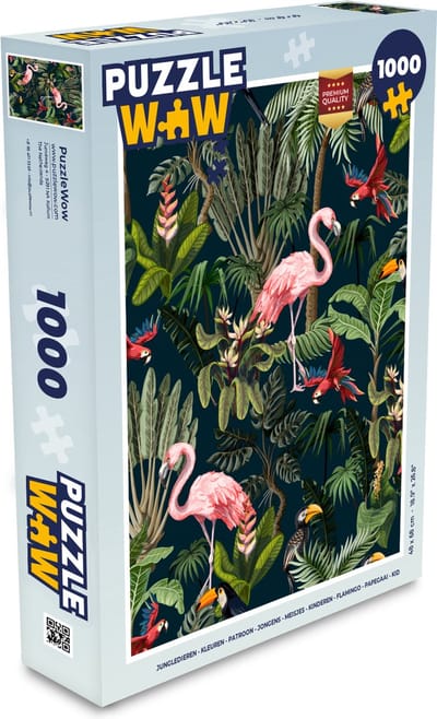 Puzzel Jungledieren - Patroon - Kinderen - Flamingo - Papegaai - Kids - Legpuzzel - Puzzel 1000 stukjes volwassenen