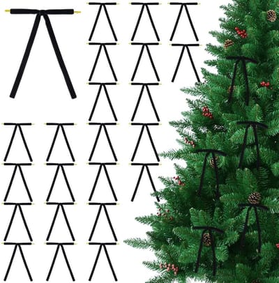 Dailygoods- Kerstboom Boog 30 Stuks - Fluwelen Strik - Decoratie - Geschenkdoos - Slinger - Krans - Zwart 17,5 cm