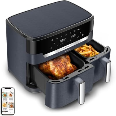 Airfryer Dubbele Mand - Heteluchtfriteuse XXL - Grote Maaltijden Bereiden - Synchroon Koken - 11 Liter Capaciteit - Zwart