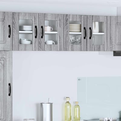 vidaXL - Wandglas - Kasten - LUCCA - Grijs - sonoma - 60 - x - 31 - x - 40 - cm - Bewerkt - hout