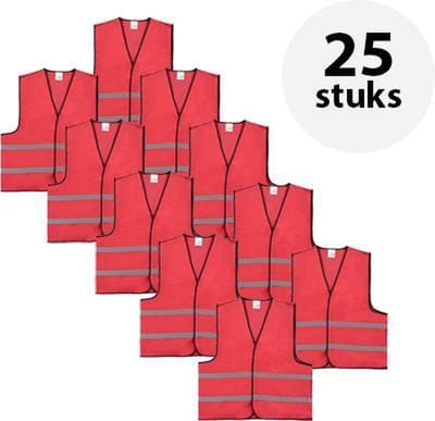 Veiligheidshesje - Veiligheidsvest - Volwassene - Rood - 25 stuks