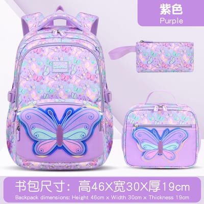 3 Stuks Kinder Schoolrugzak Kinderen Schooltassen Set Meisjes Basisschool Rugzak met Lunchtas Schooltas Boekentas Kinderen Mochilas