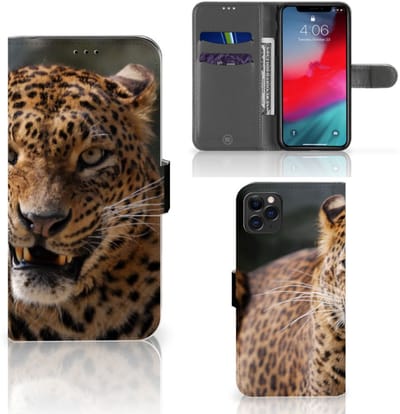 Apple iPhone 11 Pro Max Telefoonhoesje met Pasjes Luipaard