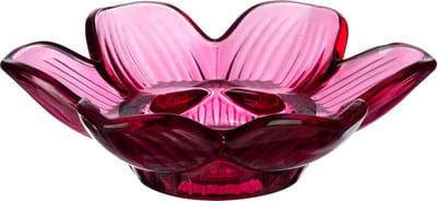 Glazen Waxinehouder – Bloemvorm – Diep Roze Transparant - Ø12 H3 cm