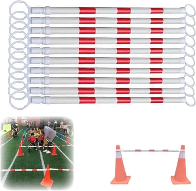Verkeersbarrière Stangen - Intrekbare Kegelstangen - Verkeersbegeleiding - Telescopisch Verstelbaar - 125 tot 2 Meter - Rood Wit