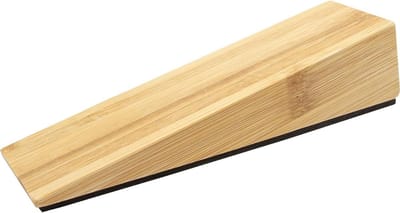 Deurspie Bamboe - Deurstopper Wig - Deur Fixeren - Anti-slip Pad - 17 cm - Naturel