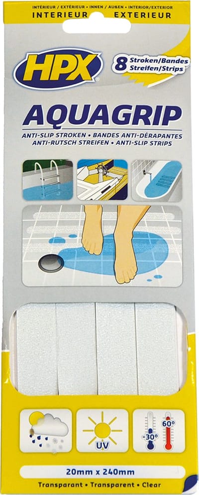 Aqua Grip anti-slip tape (8 stuks) - transparant 20mm x 240mm