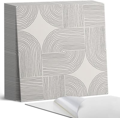 Coloray Plaktegels - Geometrische lijnen in de lay-out Zelfklevende Tegels - 20 cm x 20 cm - Romig Plaktegels - 20 stuks - Vierkant PVC Tegels - Plaktegels Badkamer - Plaktegels Vloer - Vinyltegels Vloer Zelfklevend - Wandtegel Zelfklevend