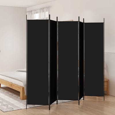 vidaXL - Kamerscherm - met - 5 - panelen - 250x200 - cm - stof - zwart