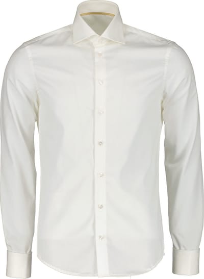 Ledub slim fit overhemd - mouwlengte 7 - beige twill - Strijkvrij - Boordmaat: 40 (EU maat: M)