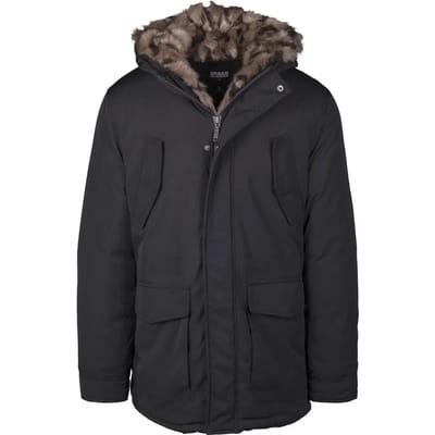 Urban Classics Parka jas -2XL- Hooded Faux Fur Zwart