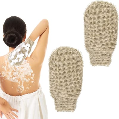 2 Stuks Sisal Massagehandschoenen voor Natuurlijke Lichaamsscrub, Exfoliërende Handschoenen voor Douche en Huidverzorging