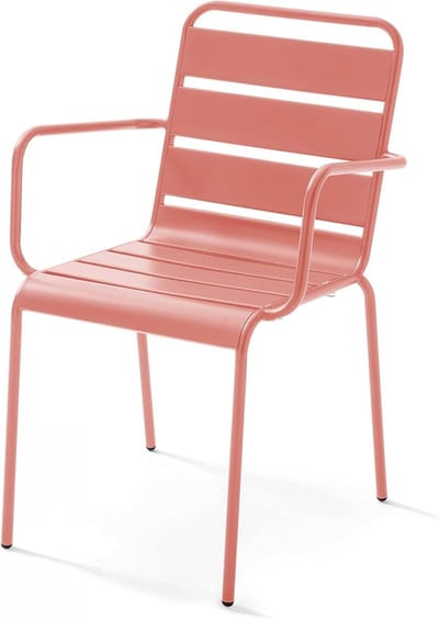 Tuinstoel - Buitenstoel - Ontspannen in de tuin - Onderhoudsarm metaal - 55x55x83 cm - Roze