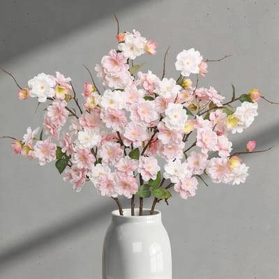 Kersenbloesem takken 88 cm - Realistische kunstbloemen voor lentecoratie, paasdecoratie en woonkamer inrichting (roze)
