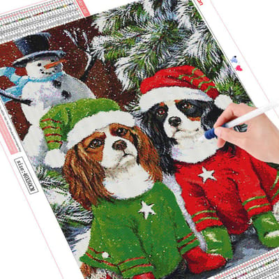 Peinture Diamant Carrée Complète Chien 5D Disposition Complète Broderie Mosaïque Animal Bonhomme de Neige Point de Croix Strass Décoration Full Square 20X30CM