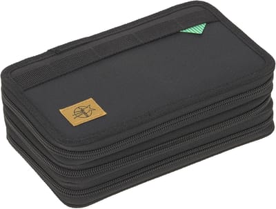 SnelShoppen - Uniseks Kinder School Etui - Triple Pencil Case - Zwart - Ruimtelijk en Handig voor School en Spelen - Een Maat - Perfect voor Kinderen