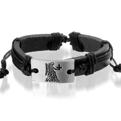 Montebello Armband Maagd - Leer - Metaal - Horoscoop - 20-23cm
