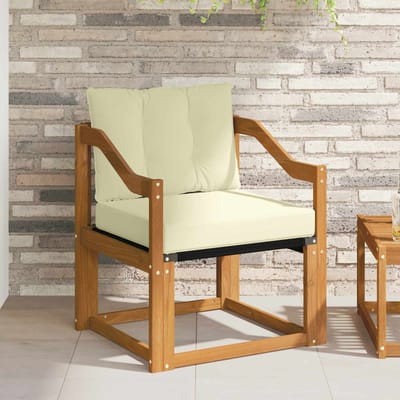 vidaXL - Buitensofa - Massief - Acacia - Hout - Natuurlijk - en - Crème