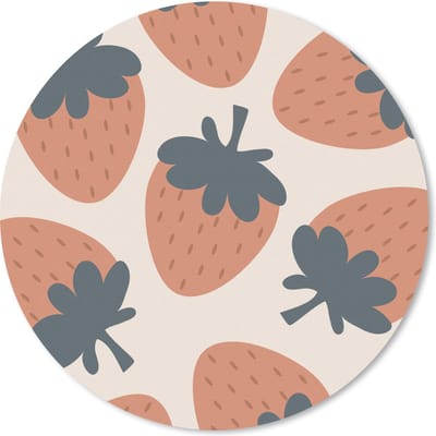 Muismat rond 20x20 cm - Mousepad Fruit - Pastel - Aardbei - Patronen - Ronde muismatten