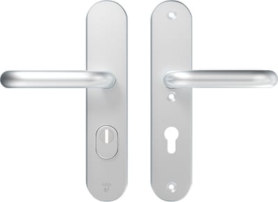 AXA Veiligheidsbeslag (Oval Plus) Aluminium glad: Kruk-Kruk PC72 (model U) met kerntrekbeveiliging SKG***