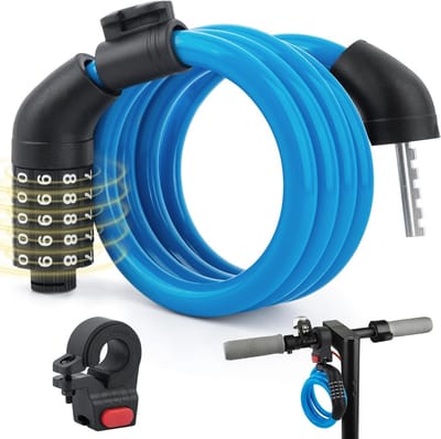 Scooter slot - Kabel slot - Voertuig beveiligen - Compact en stevig - 2x1x2 cm - Blauw