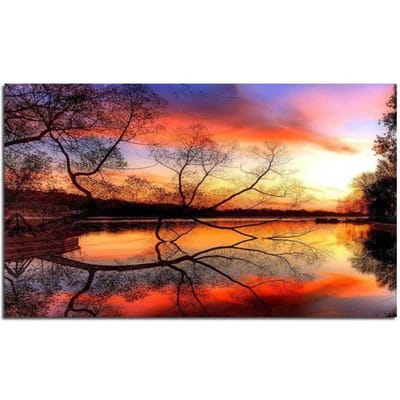 Zonsondergang landschap diy diamant schilderij diamant borduurwerk kruissteek vol strass 20X30CM orange