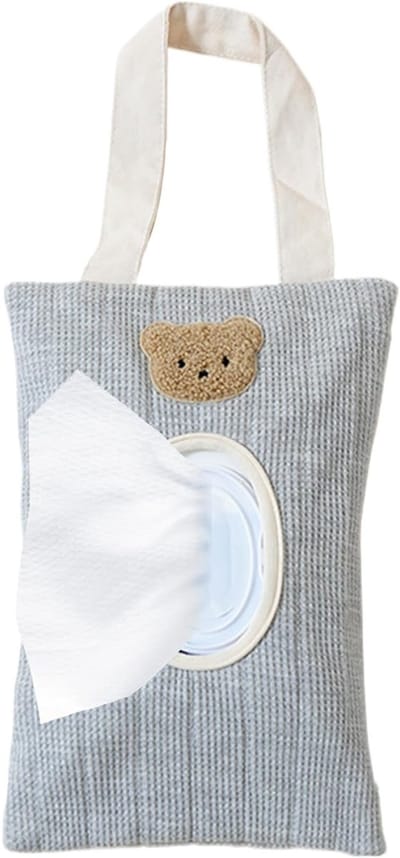Doekjes Houder - Draagbare Opberger - Baby Verzorging - Hervulbaar en Ophangbaar - 20 x 13 cm - Grijs