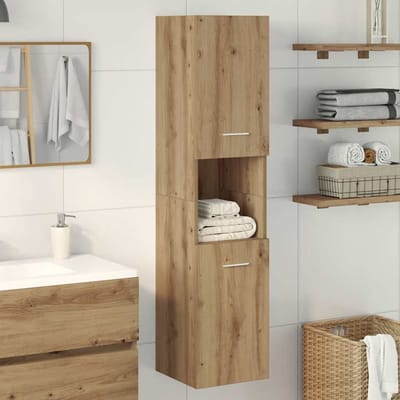 vidaXL - Badkamerwandkast - 30x30x130cm - bewerkt - hout - artisanaal - eikenkleur