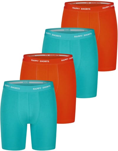 Happy Shorts Heren Boxershorts Met Lange Pijpen Boxer Briefs 4-Pack Neon Groen/Oranje - Maat L