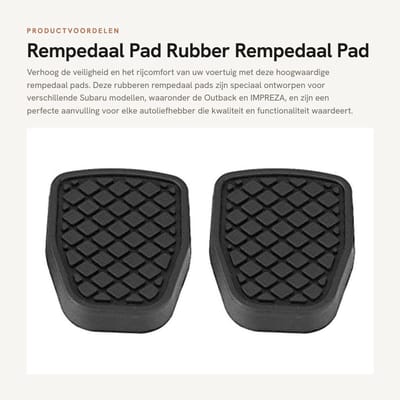 Dailygoods- Rempedaal Pad - Rubber - 2 Stuks - Zwart - 7,5 x 5,3 cm - Compatibel met IMPREZA en Outback - Pedaalhoes