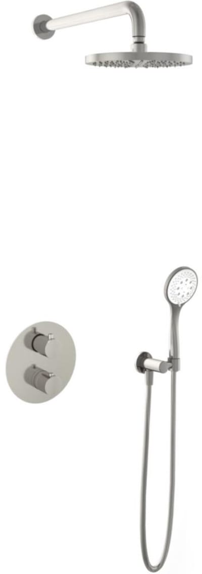 Hotbath Buddy - Inbouw Regendoucheset - Thermostatisch - Wandarm 35 cm - Hoofddouche 200 mm - Ronde Handdouche - met 2-Weg Stop-Omstel - Waterbesparend