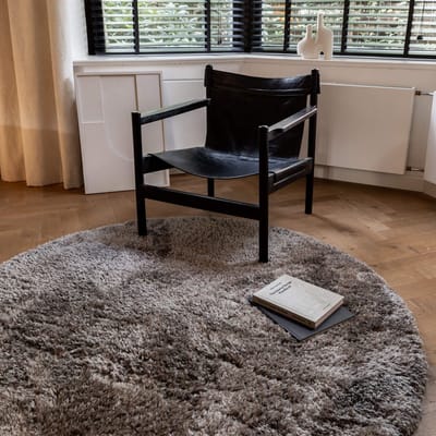 Rond Hoogpolig vloerkleed Fender grijs/lichtgrijs - Rond 160 Ø - (M)