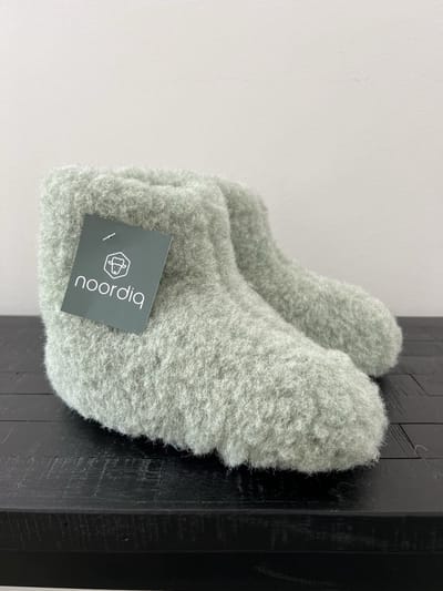 Noordiq - Merino Wollen Sloffen - Groengrijs - Maat 35/36