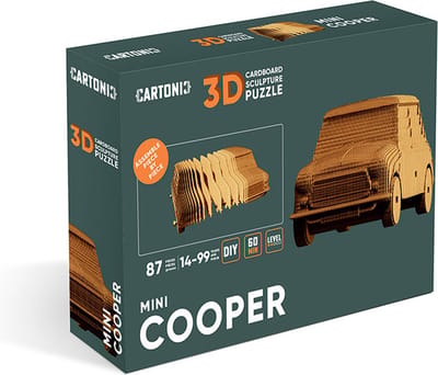 CARTONIC- Mini Cooper- 3D Puzzel-Speelgoed- Puzzel-DIY- Creatief- Karton- Kinderen en volwassen- 3D- puzzel