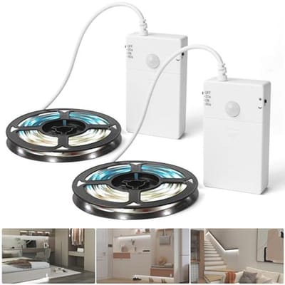 LEDstrip met Bewegingsmelder en Batterijvoeding - 2m Kastverlichting voor Keuken, Kledingkast, en Trap