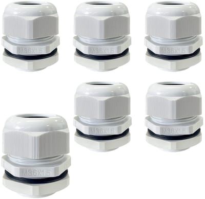Dailygoods - 6 Stuks M36 Kabelwartels - Waterdichte Kabeldoorvoer IP68 met Contramoer