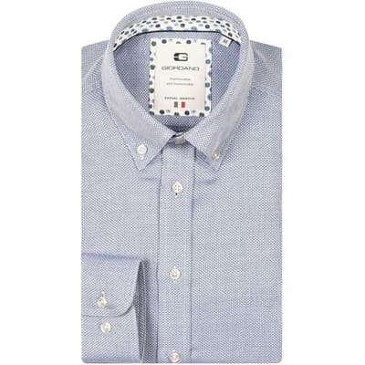 Giordano Overhemd Loretto Plain Dobby Texture Button Down Two-Ply Cotton Bright Cobalt / male