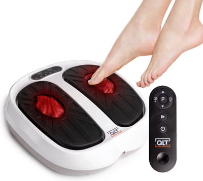 QLT VibroPulse Pro Been- en Voetmassage Apparaat – Shiatsu Massageapparaat met 10 programma’s en 20 Snelheden - Directe Pijnverlichting - Wit