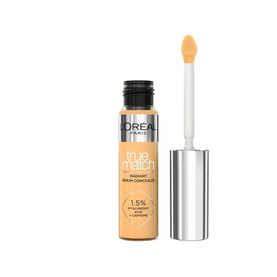 L'Oréal Paris True Match Radiant Serum Concealer - Geschikt voor de gevoelige huid - Verrijkt met 1,5% hyaluronzuur en cafeïne voor hydratatie en verfrissing - Medium dekking - Stralende finish - Verzorgt als een oogserum - 6N - 11 ml