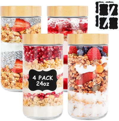 Dailygoods- Canning Jars 680ml - Glazen Potten - Luchtdicht - Met Schroefdeksel - Voor Smoothies/Yoghurt - Perfect voor Maaltijdvoorbereiding - Maisonjars