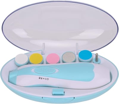 Baby nagelvijl elektrisch-baby nagelvijl-baby nagelvijl elektrisch- Elektrische babynageltrimmer - Nagelverzorgingstrimmer met LED-lampje - Blauw