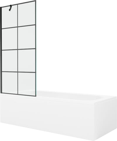 Mexen Vega rechthoekig bad 150 x 70 met omkasting en 1-delige scherm 80 , zwart patroon - 550115070X9508007077