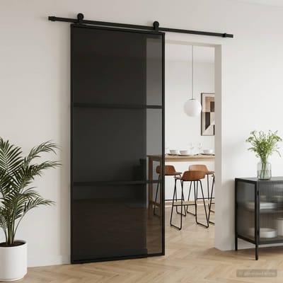 vidaXL - Schuifdeur - 90 - x - 205 - cm - Gehard - glas - en - aluminium