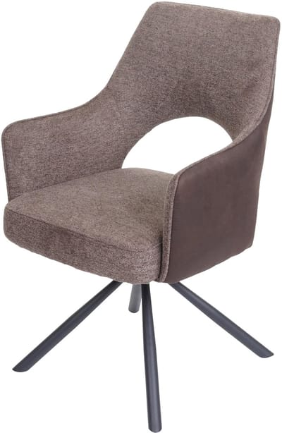 Eetkamerstoel MCW-K30, keukenstoel, fauteuil, draaibare autostand, stof/textiel MVG ~ bruin-donkerbruin
