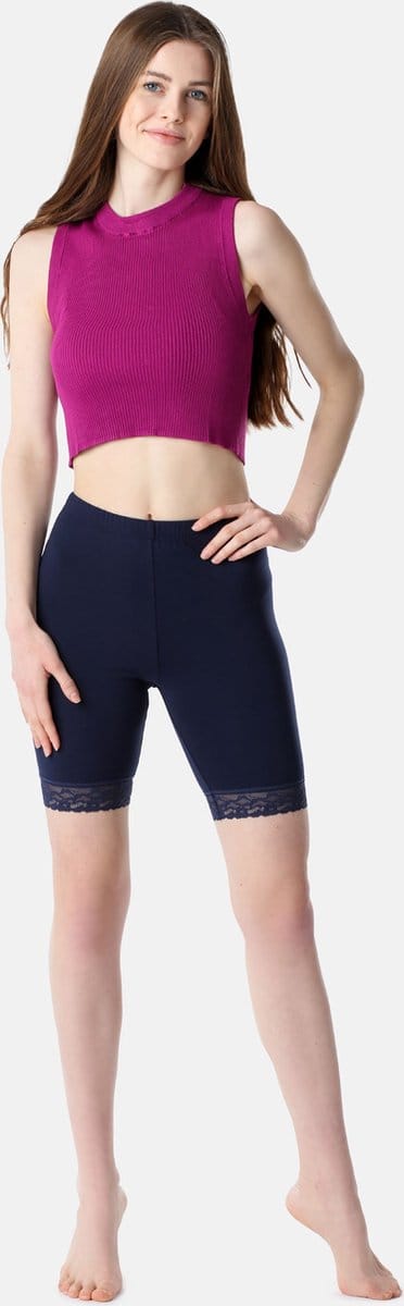 Bellivalini BLV-BLV50-216-LE Dames Leggings - Sport - Vrijetijdsbroek - Kort - Viscose - Sporbroek - Yogabroek - Marineblauw - S