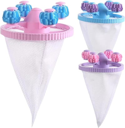 Haarverwijderaar Wasgoed - Pluisvanger Dierenharen - Wassen Zonder Pluis - Zacht Netmateriaal - 3 stuks - Blauw Roze Paars