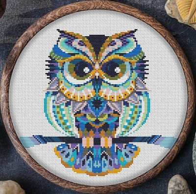 Borduurpakket MANDALA UILTJE (BLAUW) -telpatroon om zelf te borduren