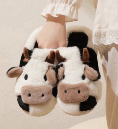 Unisex Cartoon Koe Pluche Slippers - Warme Antislip Binnen Schoenen voor Mannen en Vrouwen - Maat 42-43 - Comfortabele Katoenen Pantoffels en Sloffen voor Thuis