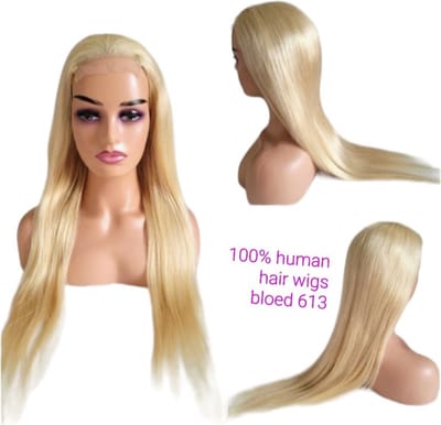 Frazimashop -Braziliaanse Remy pruik steil haar 22 inch 613 blond rechte haren echt menselijke haren -real human hair 4x4 lace closure wig