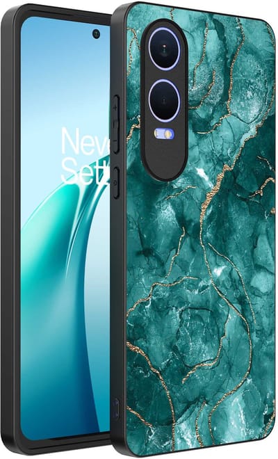 Smartphonica Telefoonhoesje Geschikt voor OnePlus Nord CE 4 Lite met marmer opdruk - TPU backcover case marble design - Goud Groen geschikt voor OnePlus Nord CE 4 Lite